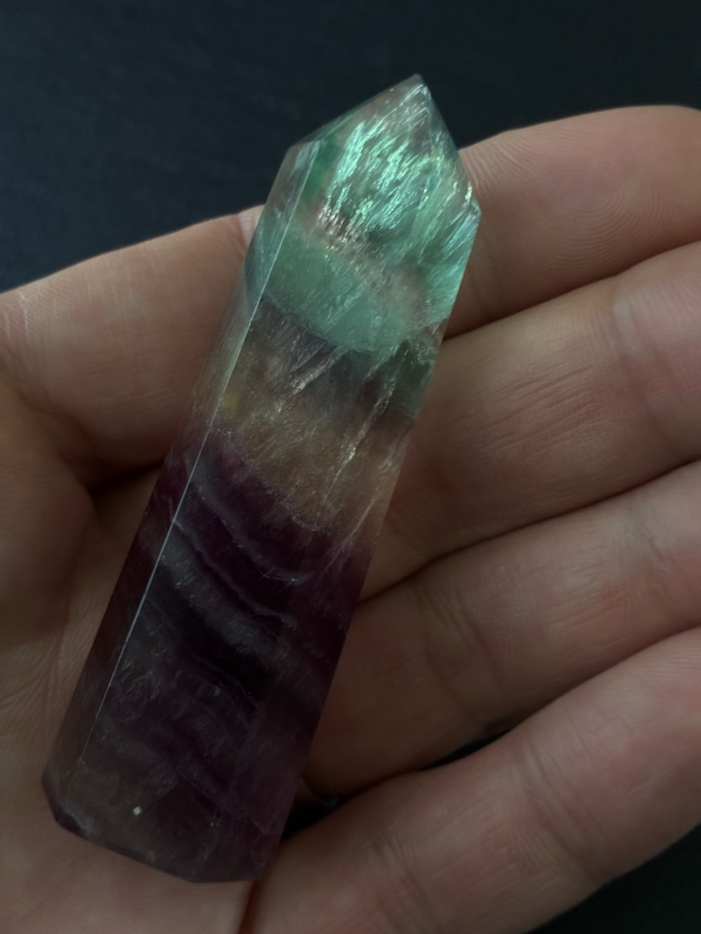 Fluorite Point Wand in Green and Purple